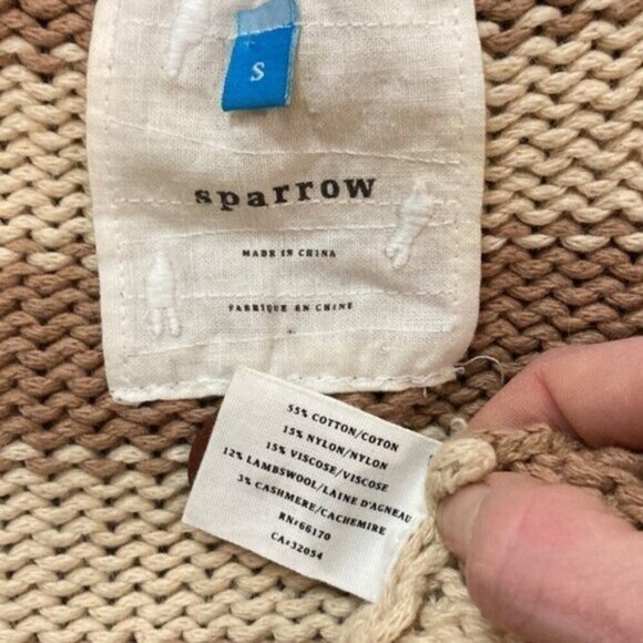 Anthropologie Cardigan with Stripes & Crochet Details Size Small Beige/Tan - Picture 13 of 14